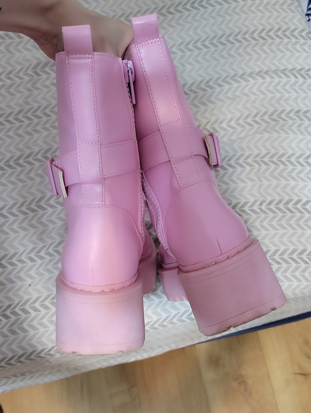 Pink Platform Combat Boots - Picture 3 of 7